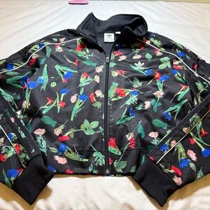 Adidas Black Floral Zip-Up Jacket